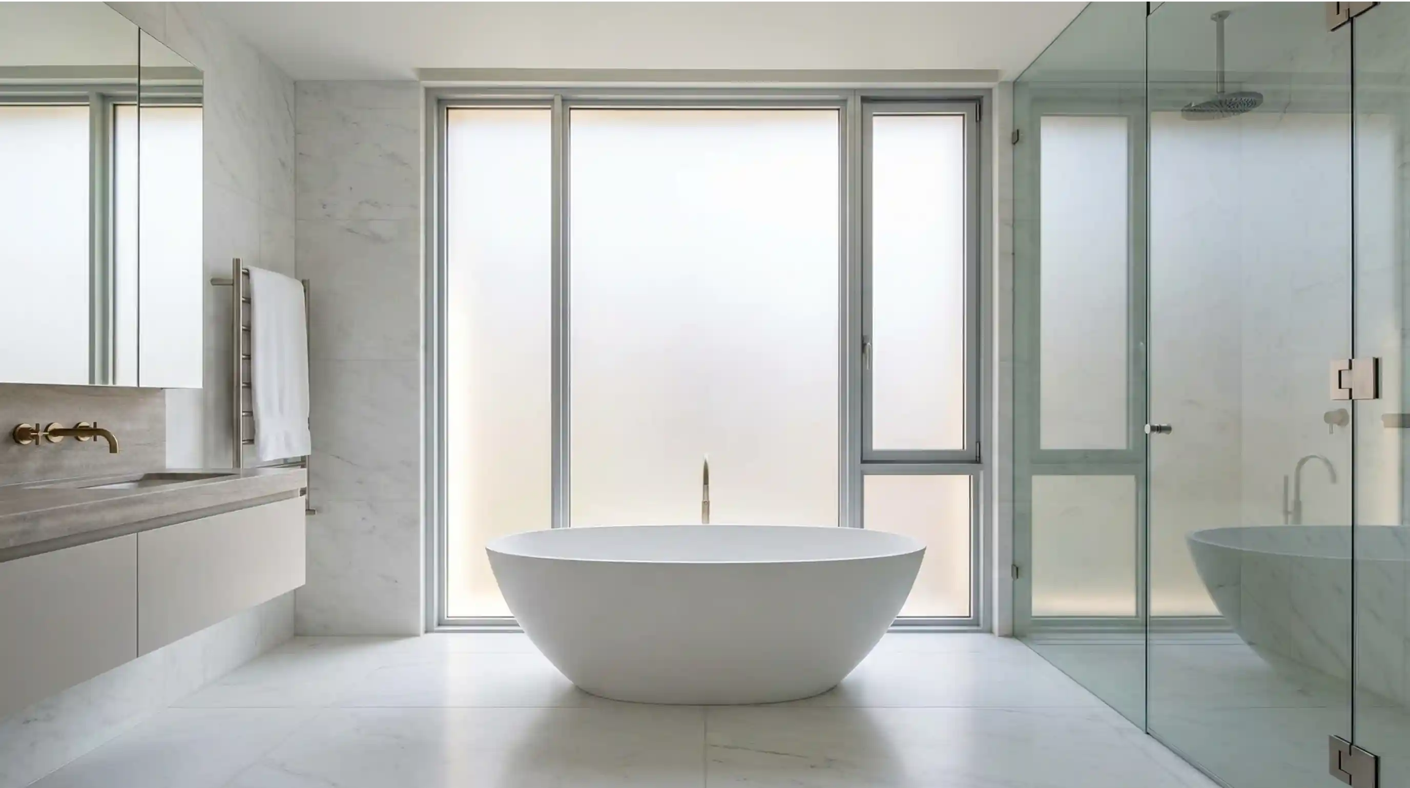 Milchglasfolie für Badezimmer und Praxen - matter Sichtschutz mit Lichtdurchlass